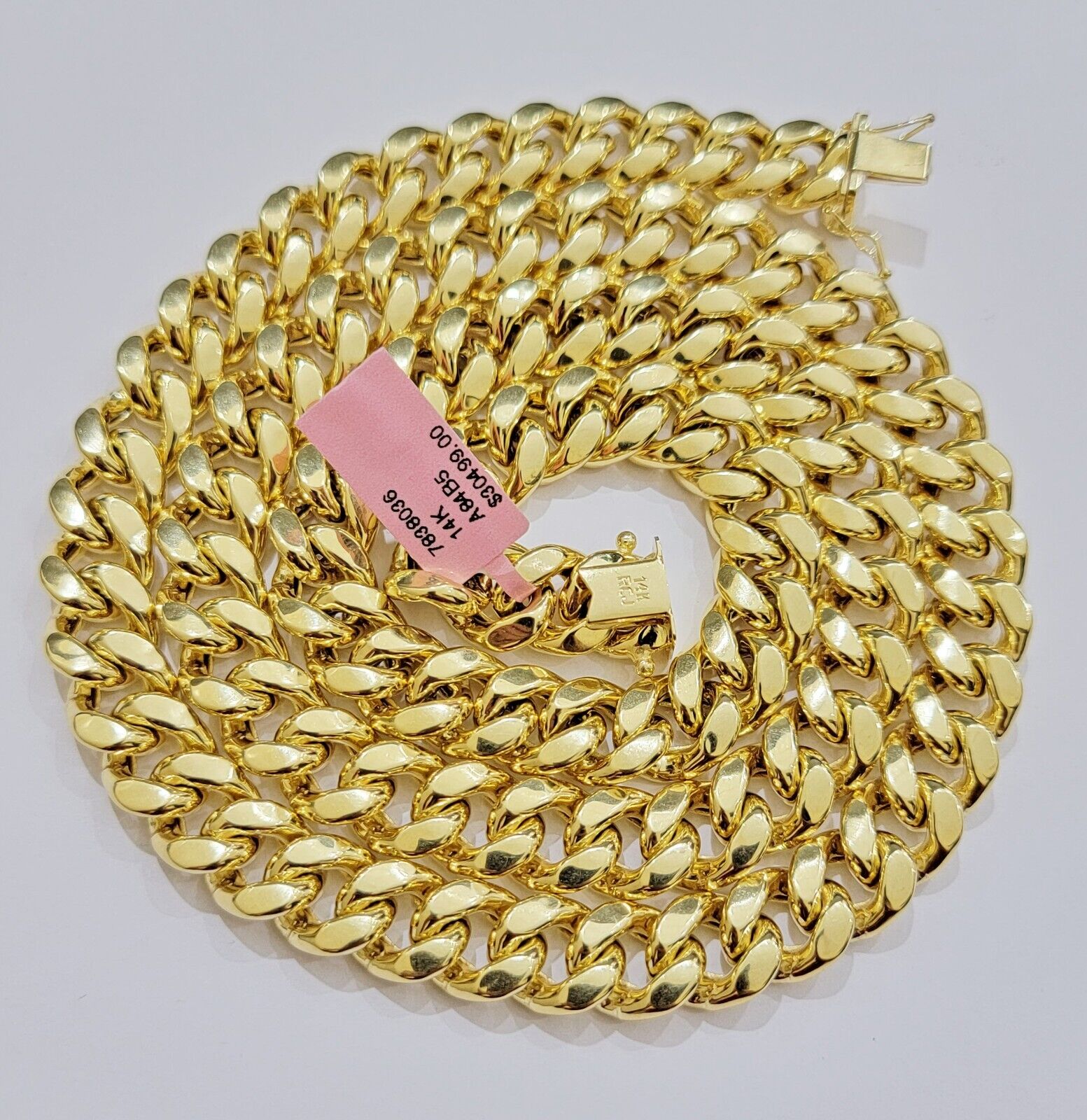 14k 11mm Mens Necklace Chain Miami Cuban Link 24" Inch REAL 14KT Real Gold Sale - GoldenlinQ