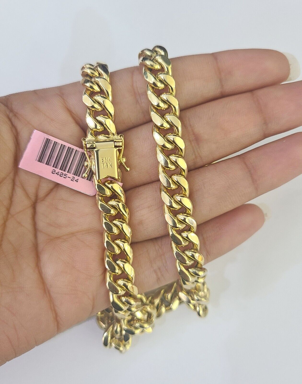14k 8mm Miami Cuban Link Chain Yellow Gold Necklace 20" - 30" Inches Real - GoldenlinQ