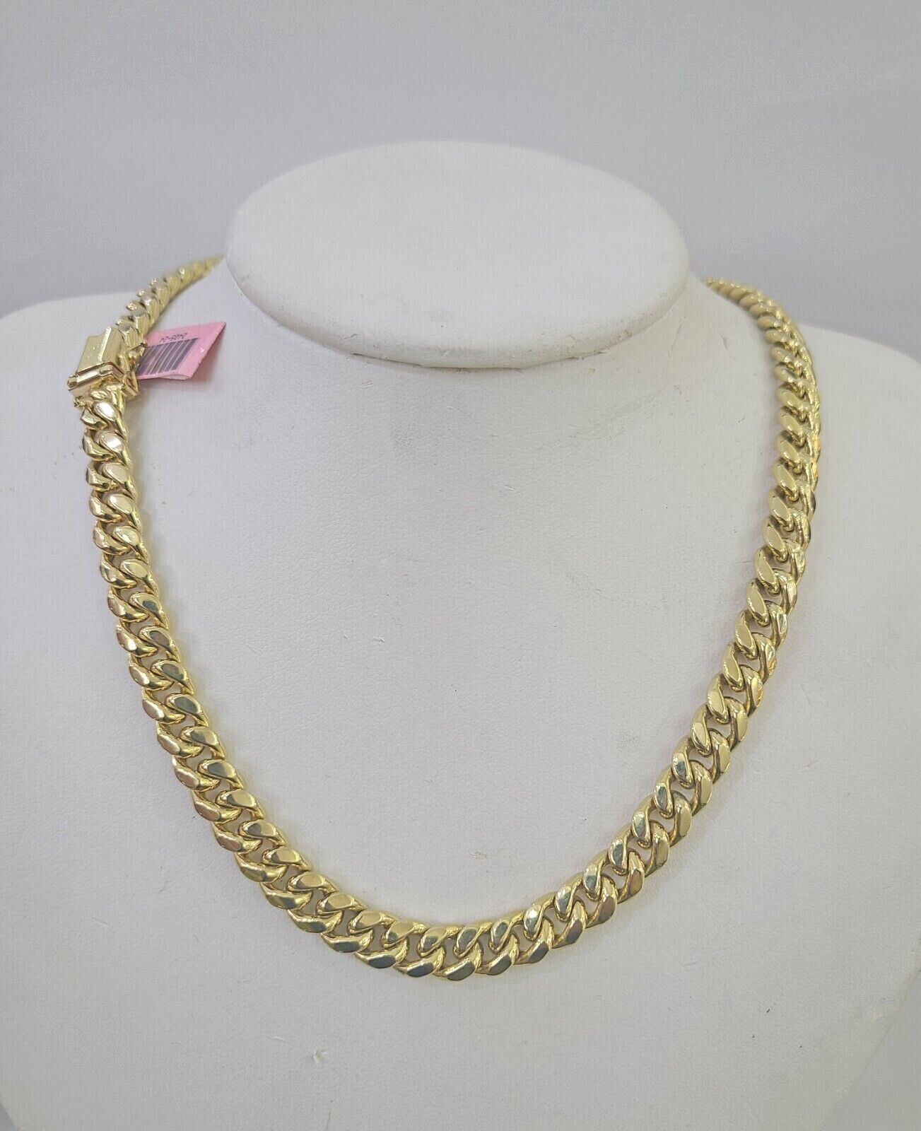 14k 8mm Miami Cuban Link Chain Yellow Gold Necklace 20" - 30" Inches Real - GoldenlinQ