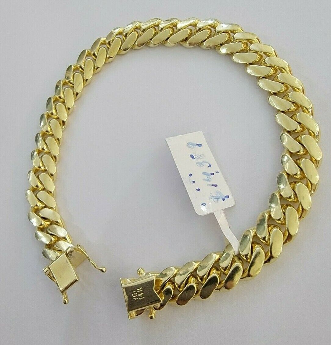 14k Bracelet Miami Cuban Link SOLID 14kt Yellow Gold 8.5 mm 7.5" Men Women REAL - GoldenlinQ