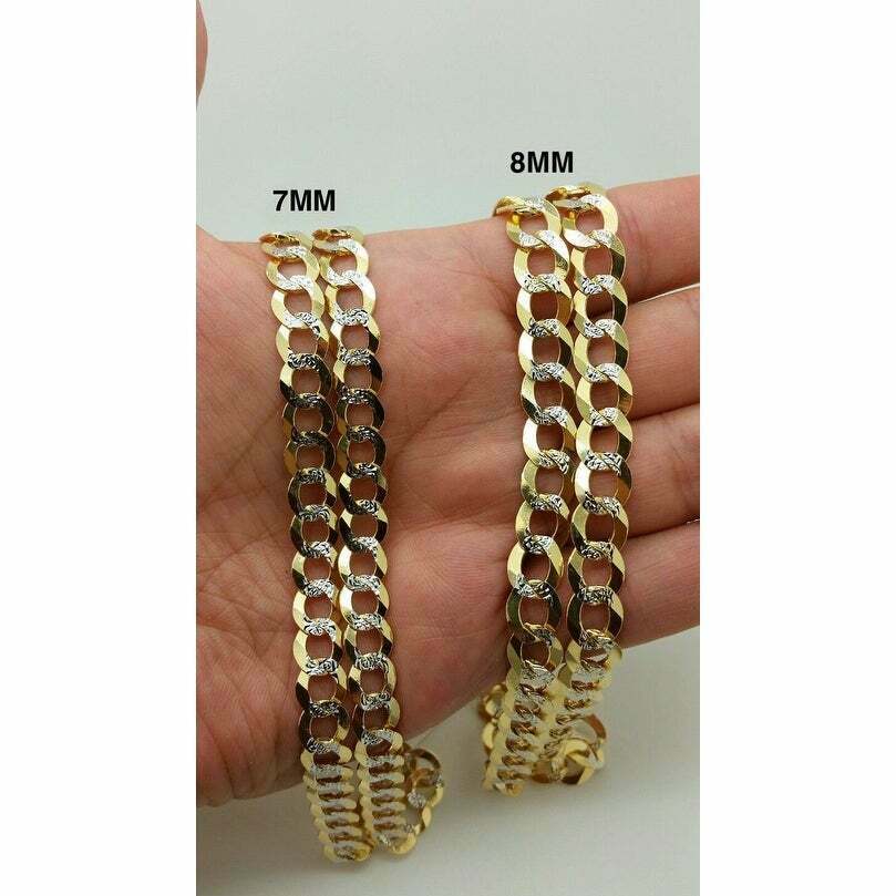 14K Diamond Cut Cuban Curb Link Necklace Chain 8mm 20" - 30" REAL 14K SOLID GOLD - GoldenlinQ