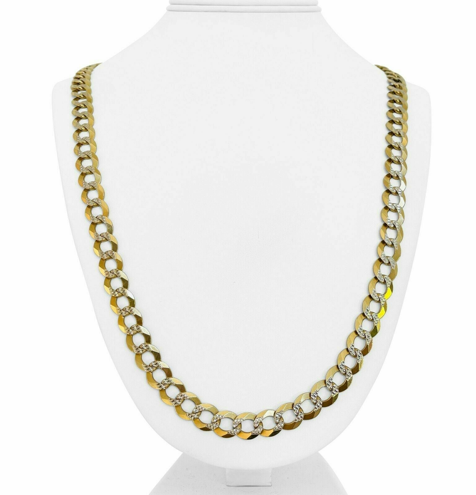 14K Diamond Cut Cuban Curb Link Necklace Chain 8mm 20" - 30" REAL 14K SOLID GOLD - GoldenlinQ