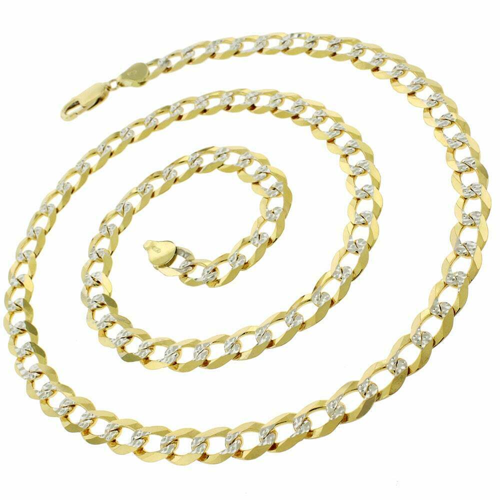 14K Diamond Cut Cuban Curb Link Necklace Chain 8mm 20" - 30" REAL 14K SOLID GOLD - GoldenlinQ