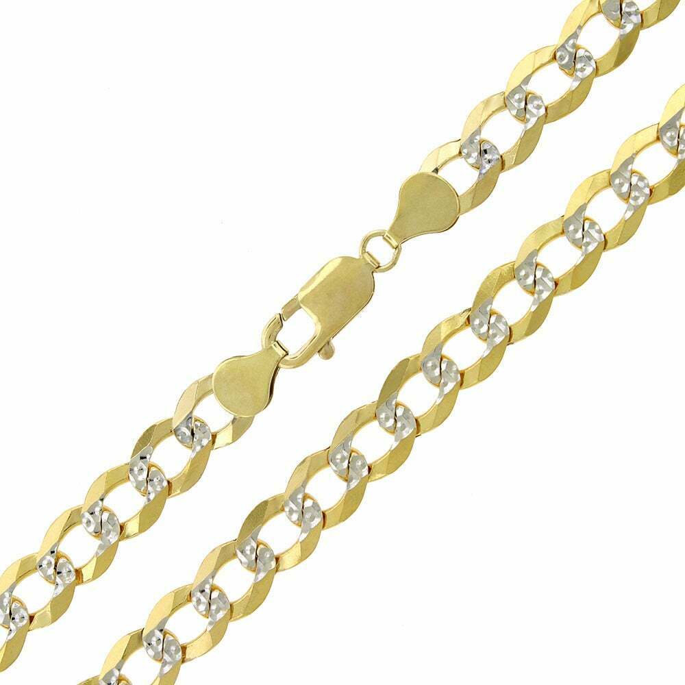 14K Diamond Cut Cuban Curb Link Necklace Chain 8mm 20" - 30" REAL 14K SOLID GOLD - GoldenlinQ
