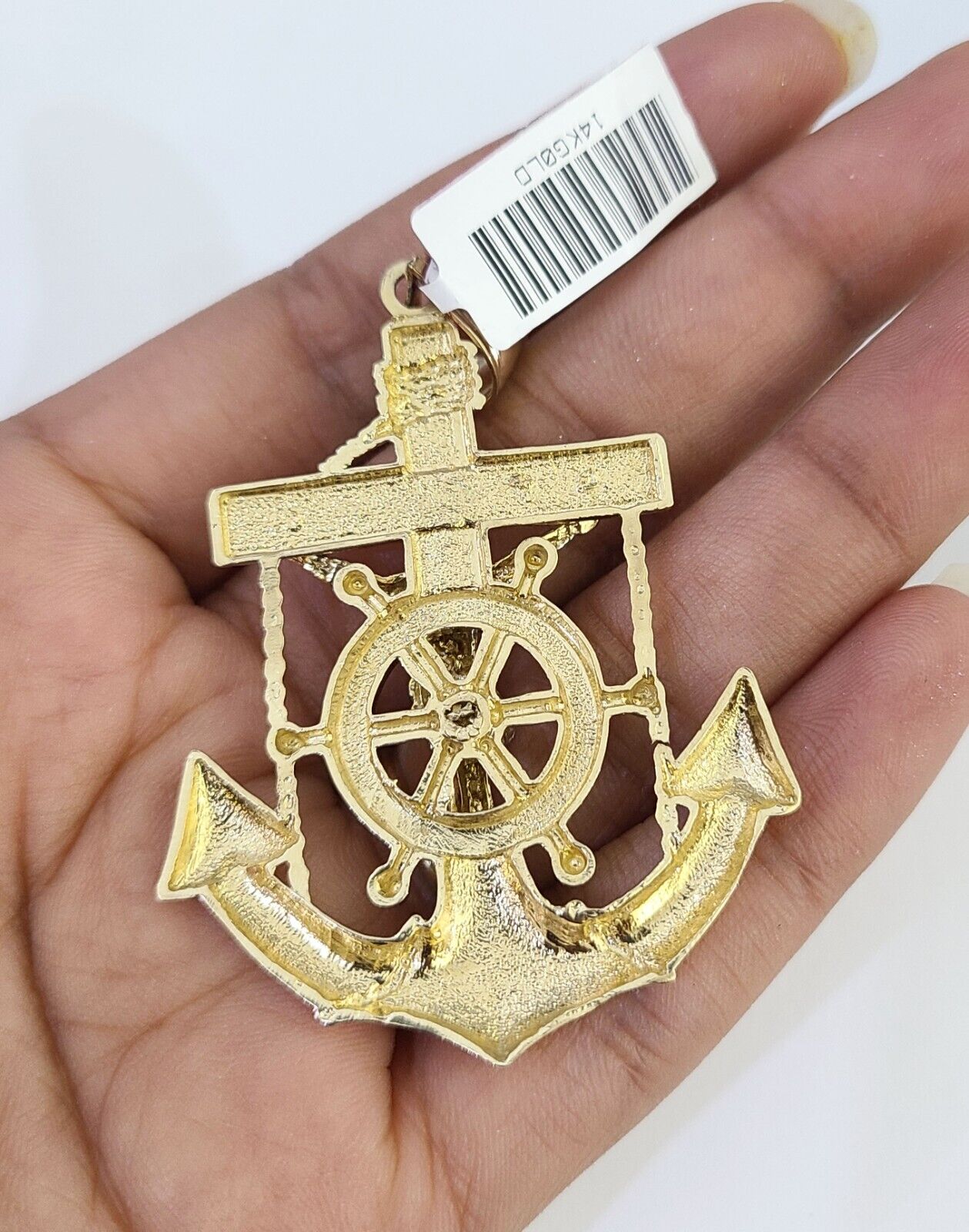 14K Franco Chain Jesus Anchor Pendant Charm Necklace 20" - 26" 4mm Gold - GoldenlinQ