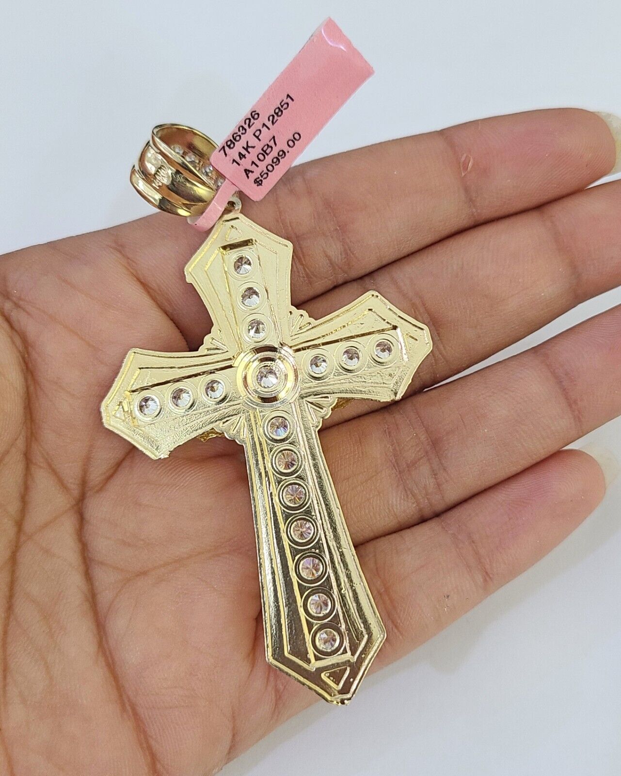 14K Franco Chain Jesus Cross Pendant Charm Necklace 20" - 26" 4mm Gold Yellow - GoldenlinQ