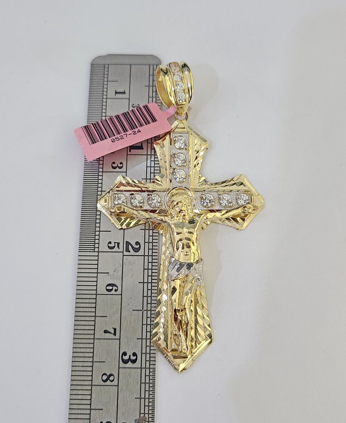 14K Franco Chain Jesus Cross Pendant Charm Necklace 20" - 26" 4mm Gold Yellow - GoldenlinQ