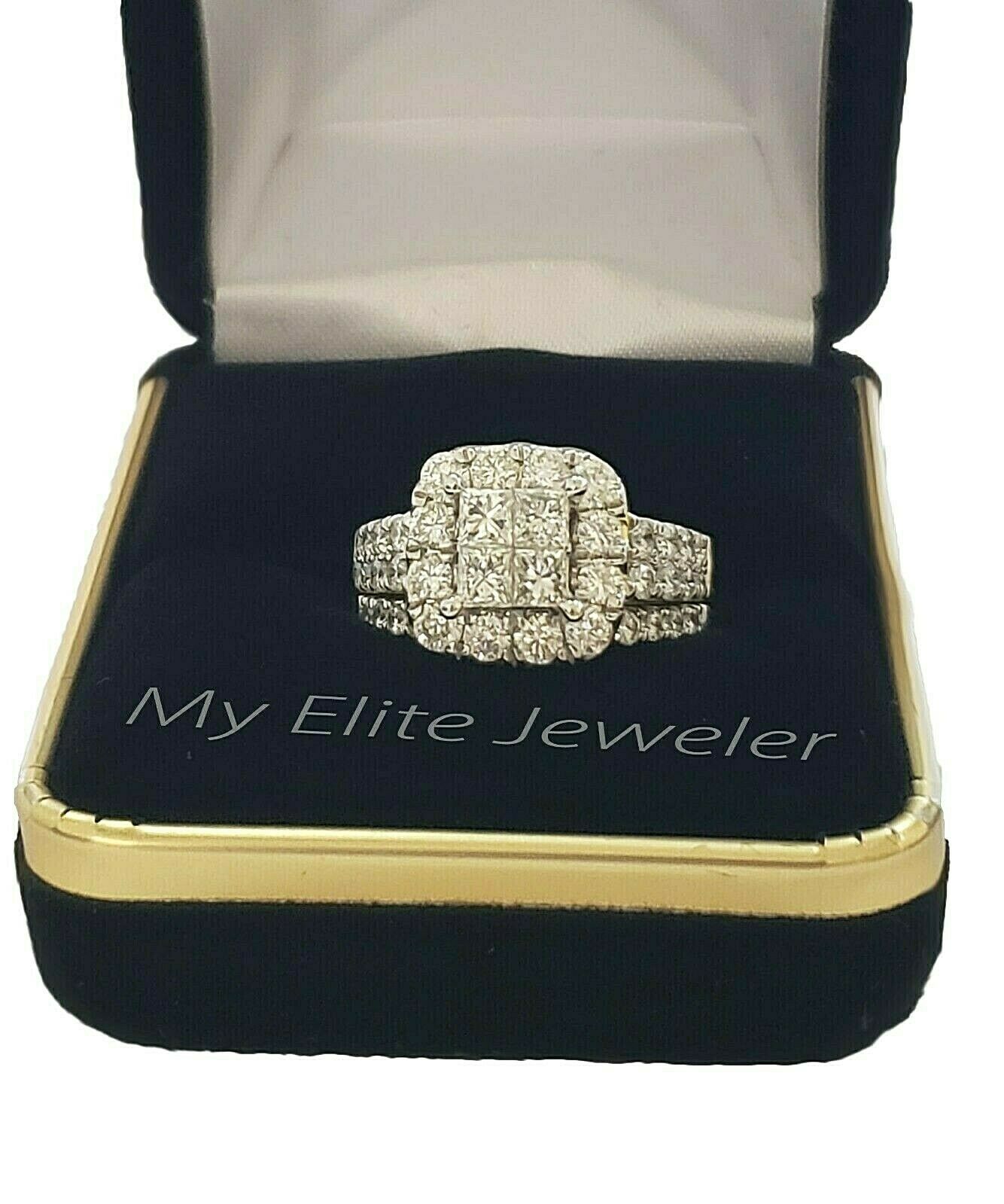 14k Gold 2CT Princess Cut VS Diamond Ladies Ring Bridal set Include Band Round 7 - GoldenlinQ