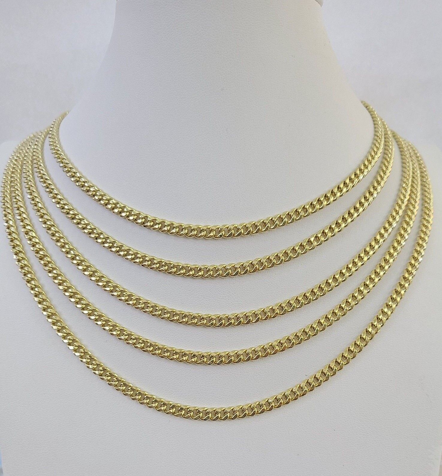 14k Gold 5mm Miami Cuban Link Chain Yellow Gold Necklace 18" - 30" Inches Real - GoldenlinQ