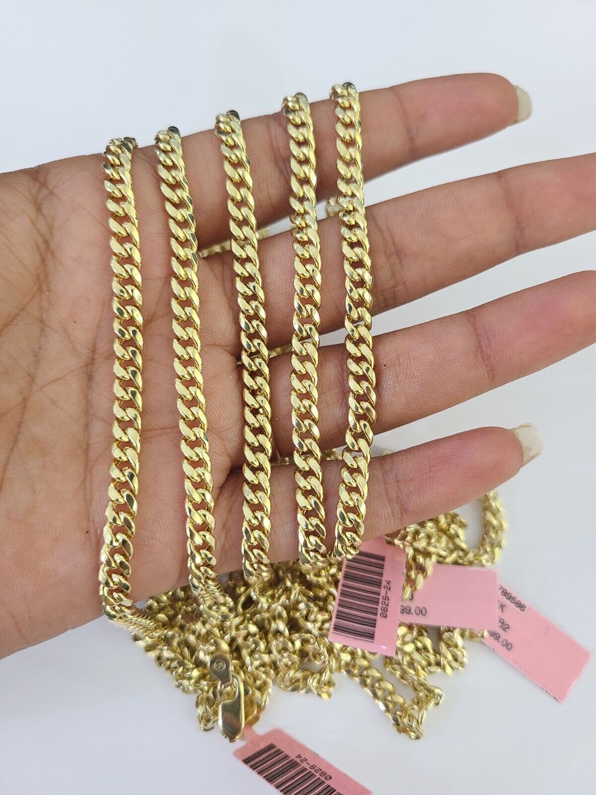 14k Gold 5mm Miami Cuban Link Chain Yellow Gold Necklace 18" - 30" Inches Real - GoldenlinQ
