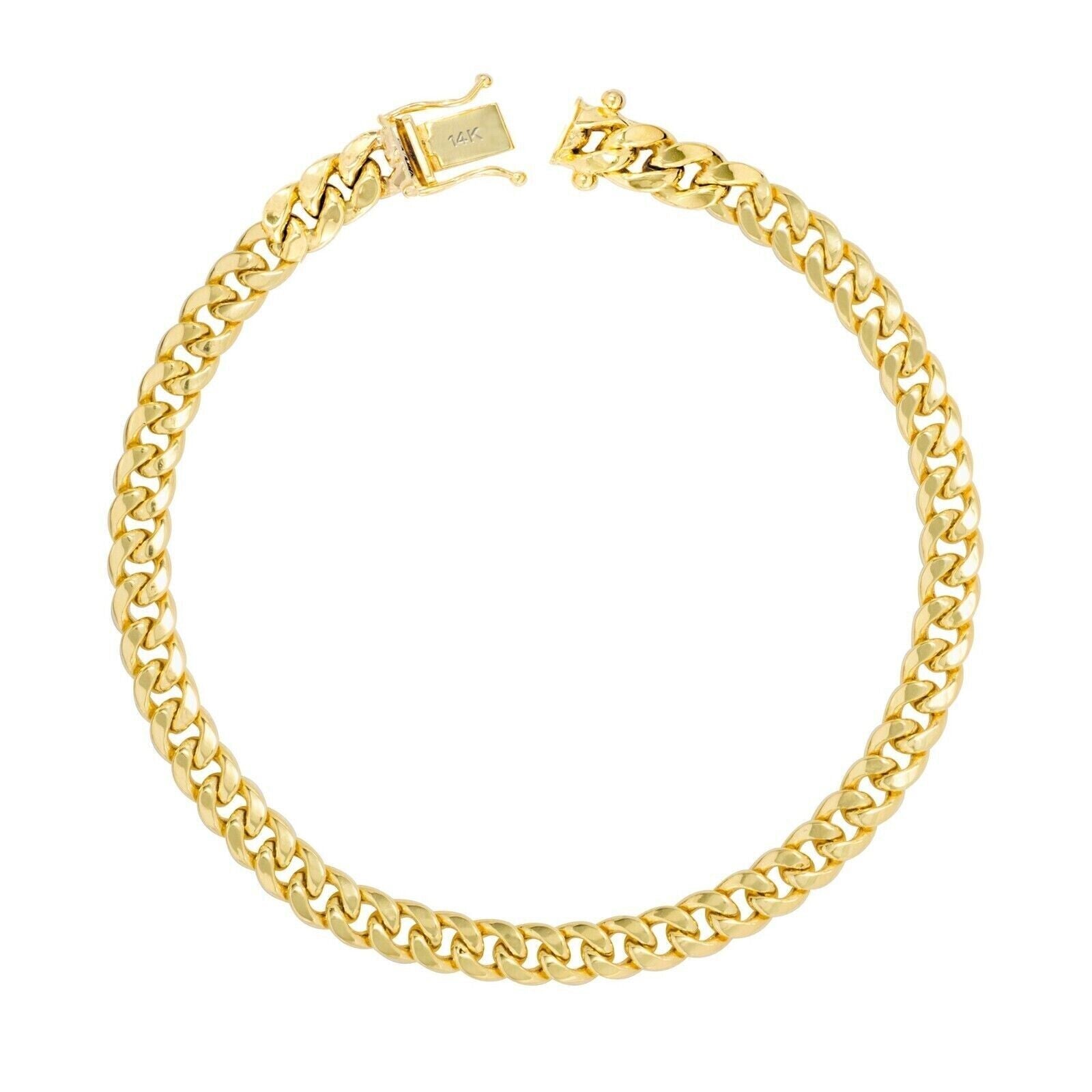 14k Gold Bracelet 6mm 7" Inch Real 14kt Yellow Gold For women, Box clasp, REAL - GoldenlinQ