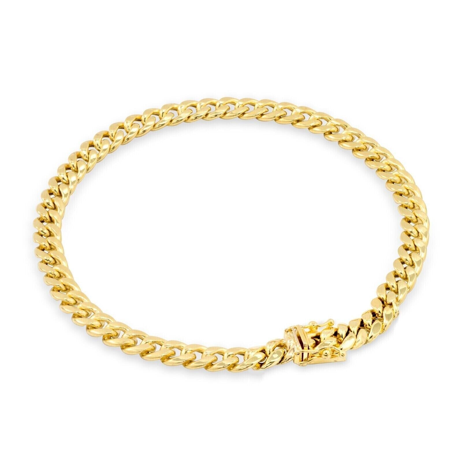 14k Gold Bracelet 6mm 7" Inch Real 14kt Yellow Gold For women, Box clasp, REAL - GoldenlinQ