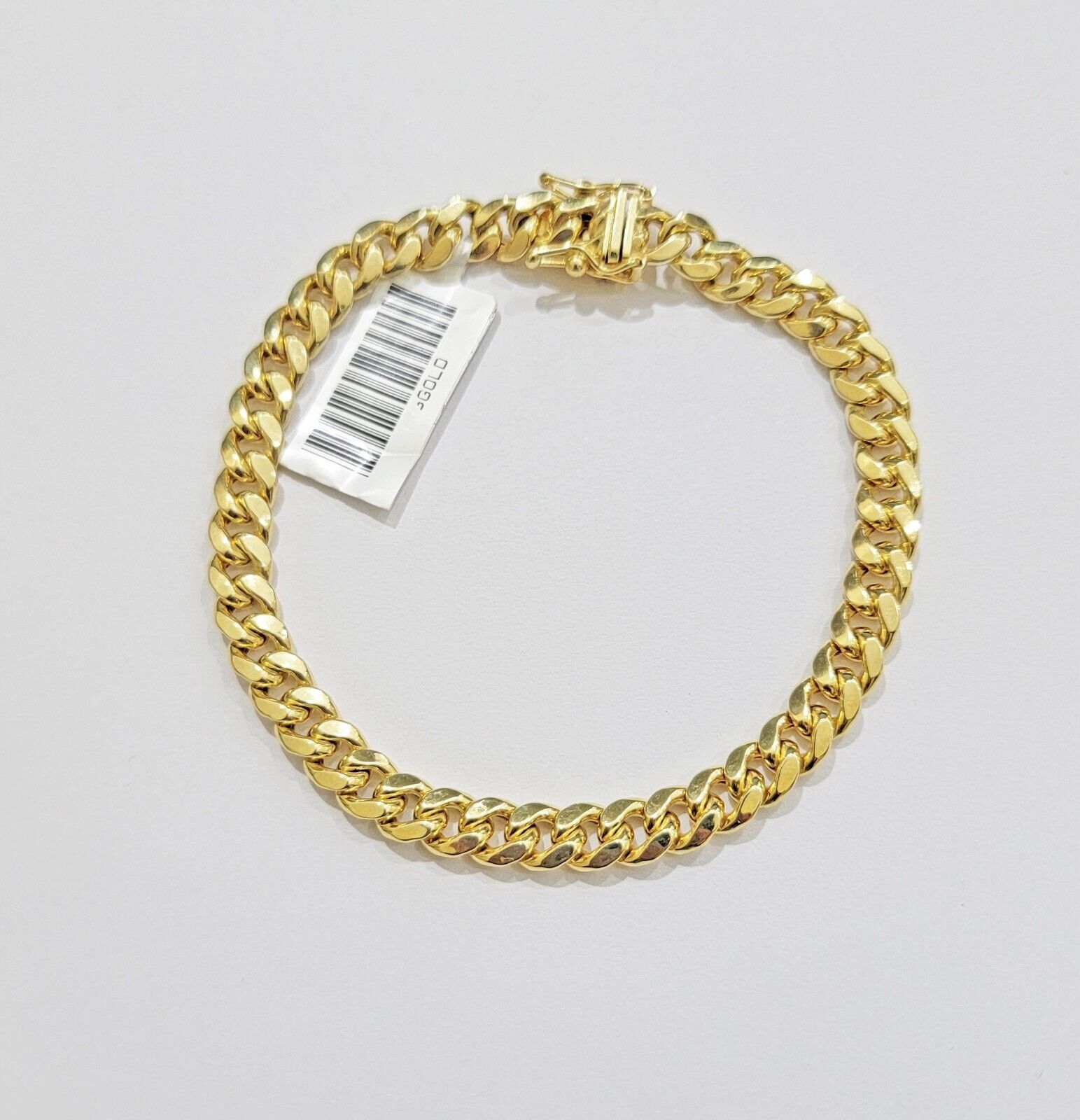 14k Gold Bracelet 6mm 9" Inch Real 14kt Yellow Gold For Mens, Box clasp, REAL - GoldenlinQ