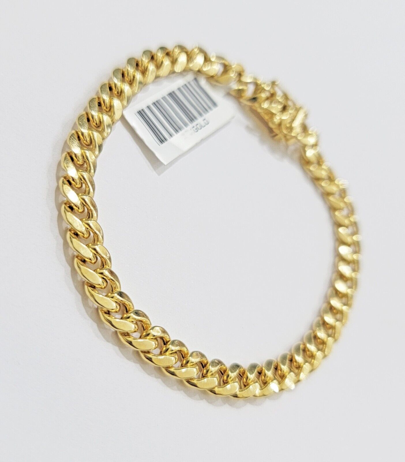 14k Gold Bracelet 6mm 9" Inch Real 14kt Yellow Gold For Mens, Box clasp, REAL - GoldenlinQ