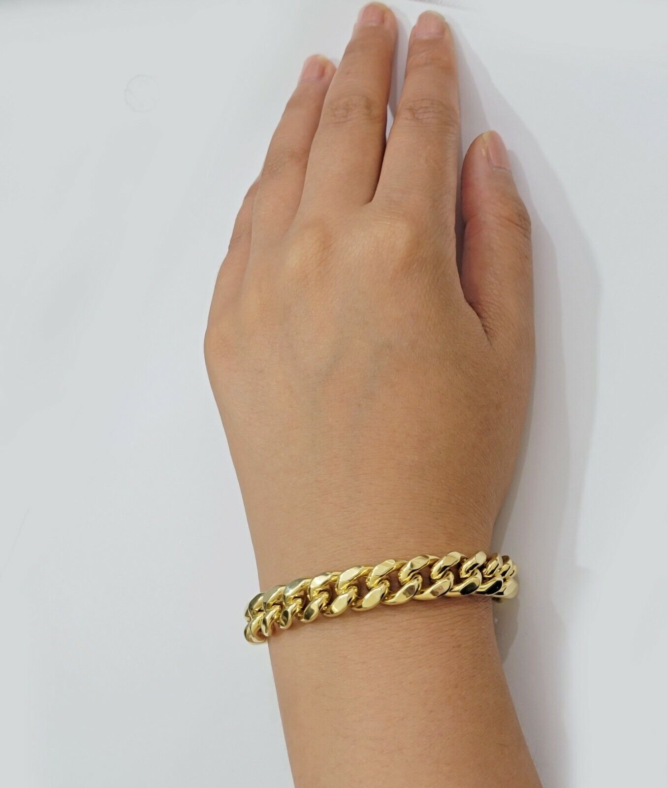 14k Gold Bracelet Miami Cuban Link 11mm 8.5 Inch Box Lock STRONG Mens Real 14KT - GoldenlinQ