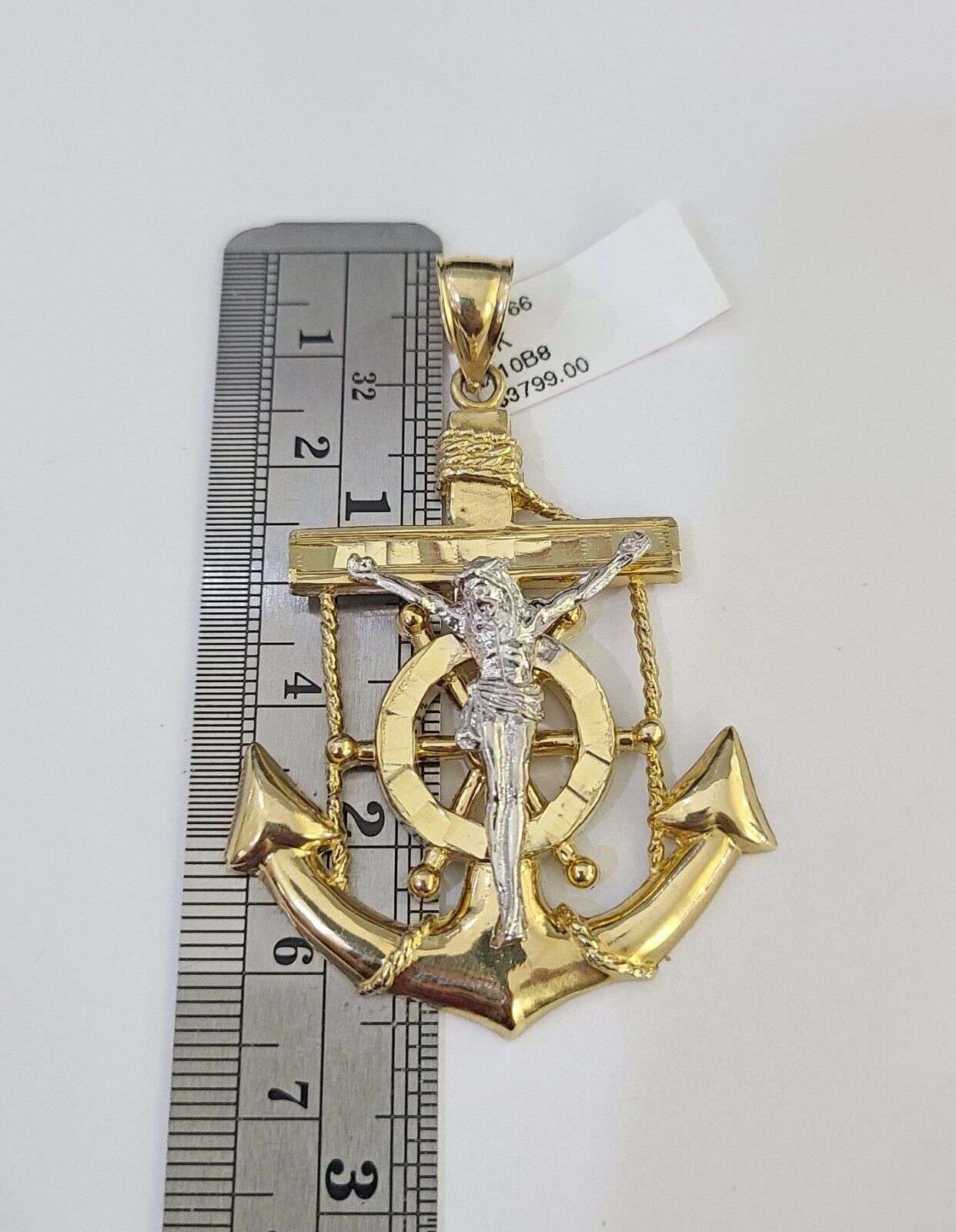 14k Gold Chain Jesus Anchor Charm Solid Cuban Curb 5mm 20" - 26" Inch SET Necklace - GoldenlinQ