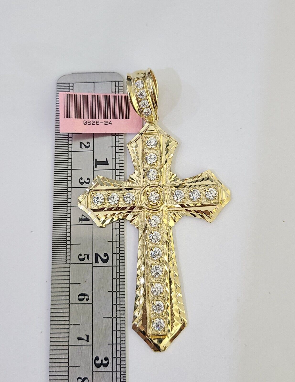 14k Gold Chain Jesus Cross Charm Solid Cuban Curb 5mm 20" - 26" Inch SET Necklace - GoldenlinQ