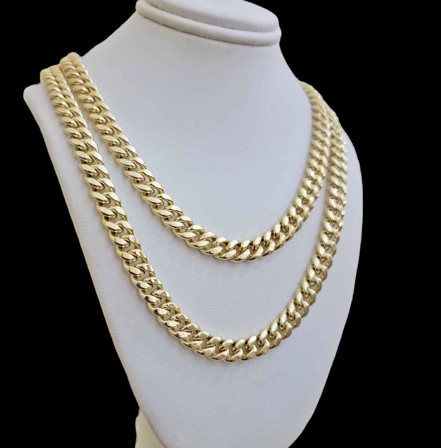 14k Gold Chain Necklace 22 Inch Miami Cuban Link 8mm Box Lock Real 14KT For Mens - GoldenlinQ