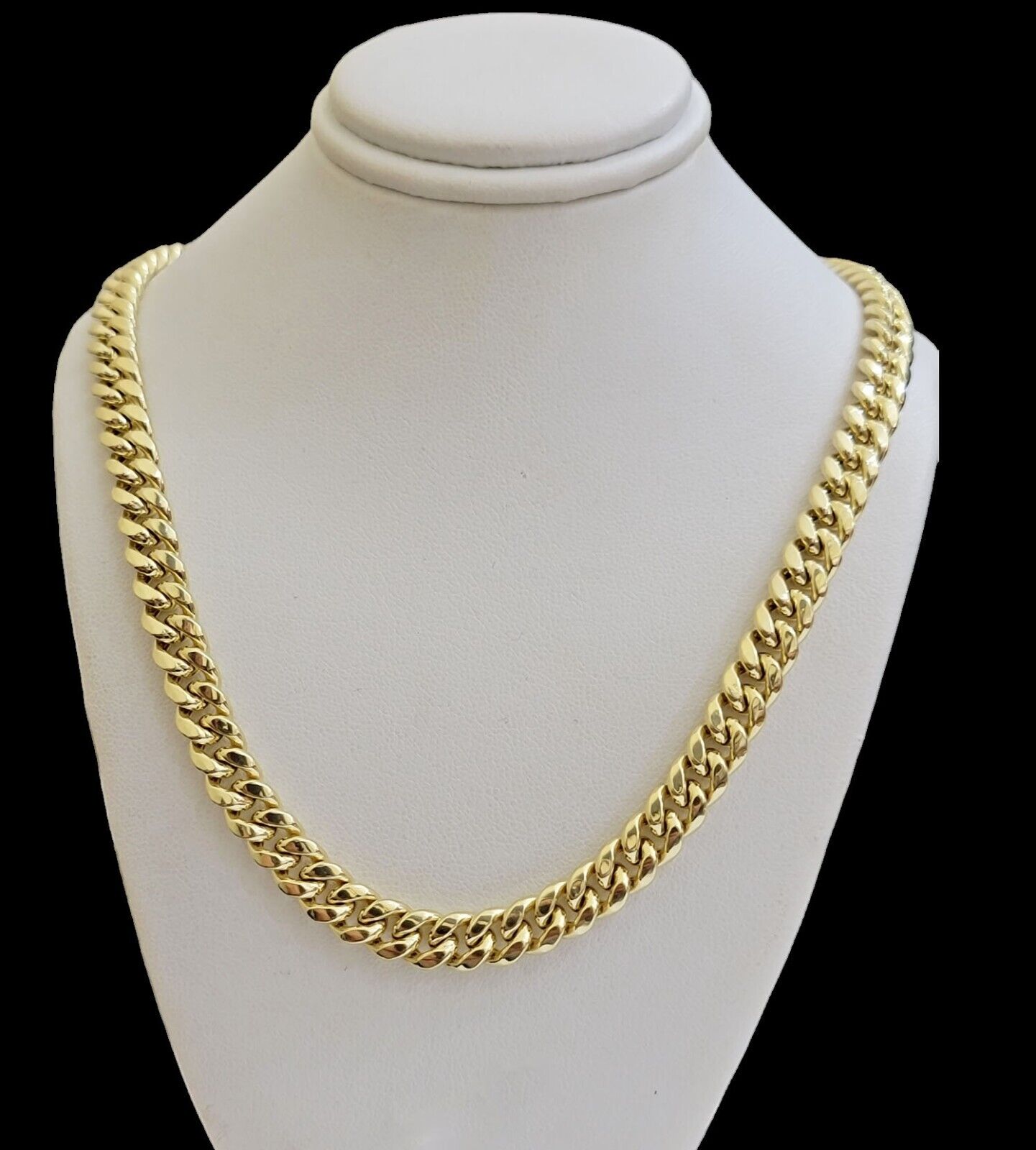 14k Gold Chain Necklace 22 Inch Miami Cuban Link 8mm Box Lock Real 14KT For Mens - GoldenlinQ