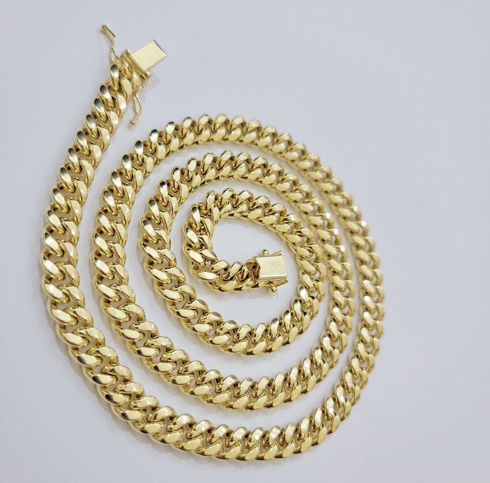 14k Gold Chain Necklace 22 Inch Miami Cuban Link 8mm Box Lock Real 14KT For Mens - GoldenlinQ