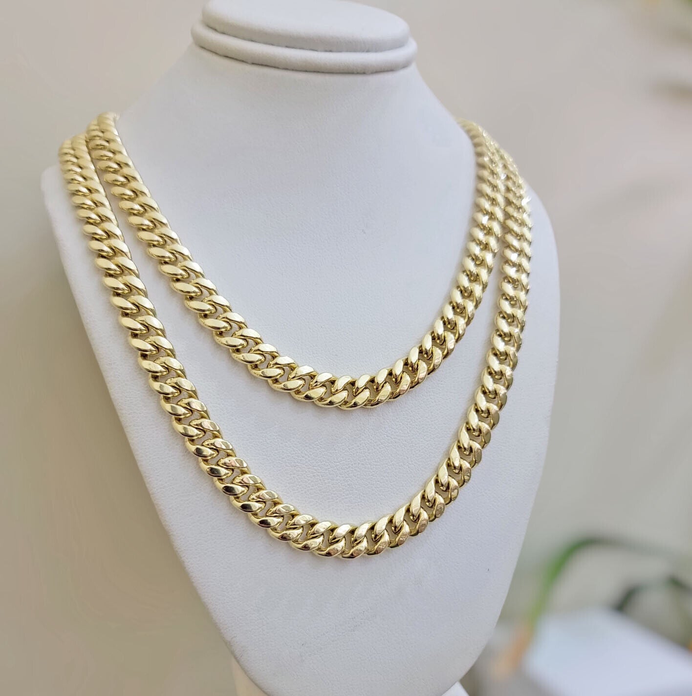 14k Gold Chain Necklace 24 Inch Miami Cuban Link 8mm Box Lock Real 14KT For Mens - GoldenlinQ