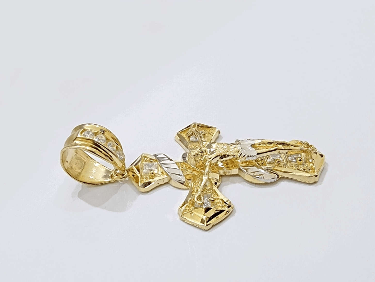 14k Gold Cross Charm Miami Cuban Link Chain 5mm 26'' Necklace 14kt Pendant SALE - GoldenlinQ