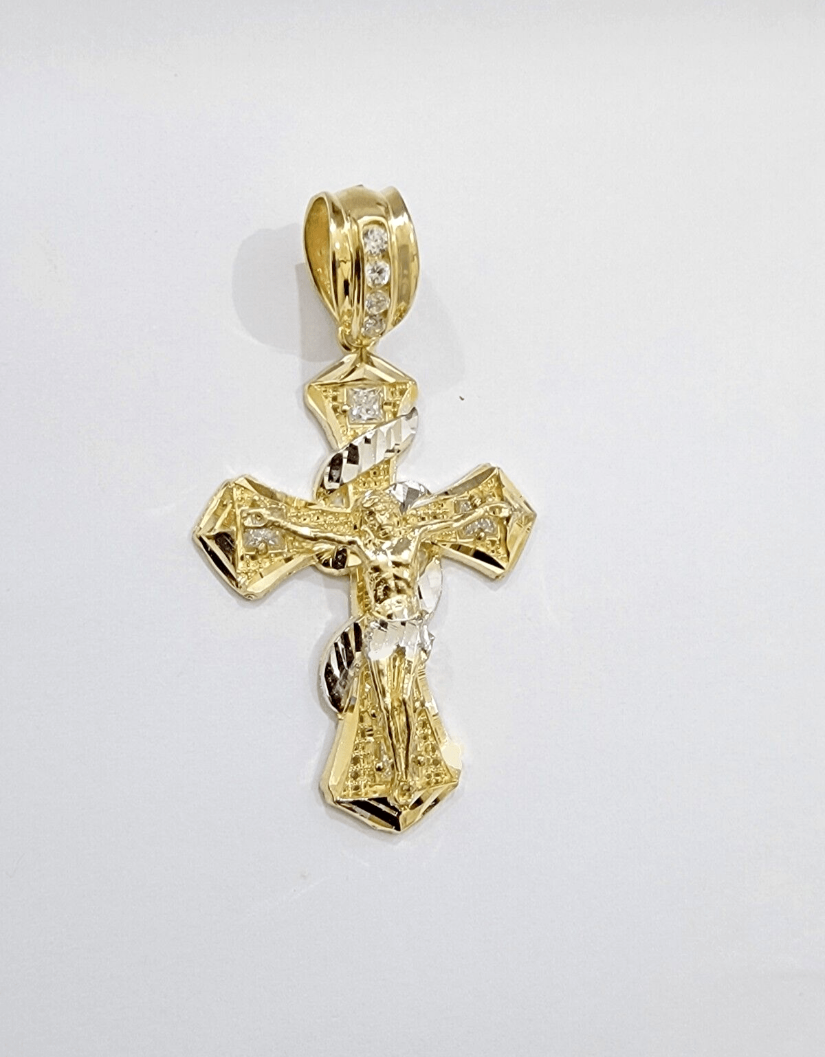 14k Gold Cross Charm Miami Cuban Link Chain 5mm 26'' Necklace 14kt Pendant SALE - GoldenlinQ