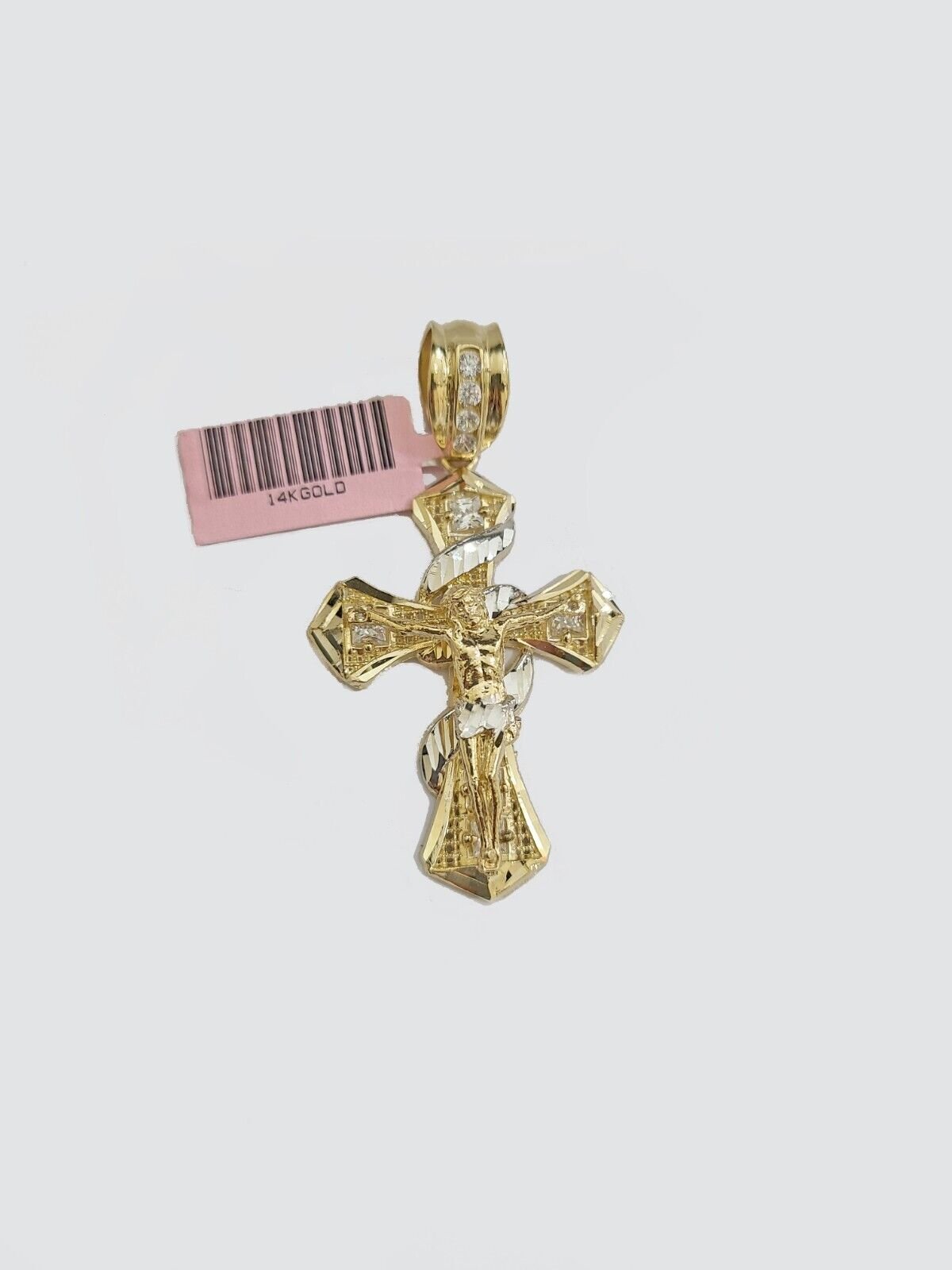 14k Gold Jesus Crucifix Cross Pendant Charm 14kt Yellow 2'' Inch For Chain Real - GoldenlinQ