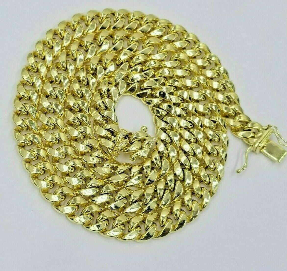 14k Gold Miami Cuban link chain 8mm 28" Inch Box Clasp REAL 14kt Yellow Gold - GoldenlinQ