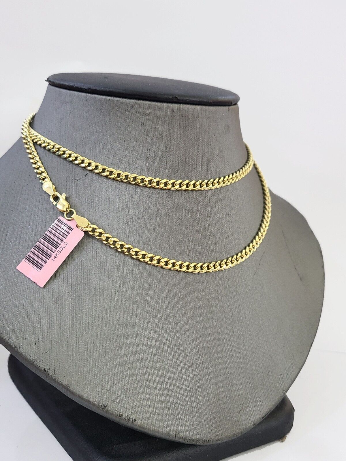 14k Gold Miami Cuban Link Chain Necklace 4mm 24" box Lock REAL 14kt Yellow Gold - GoldenlinQ