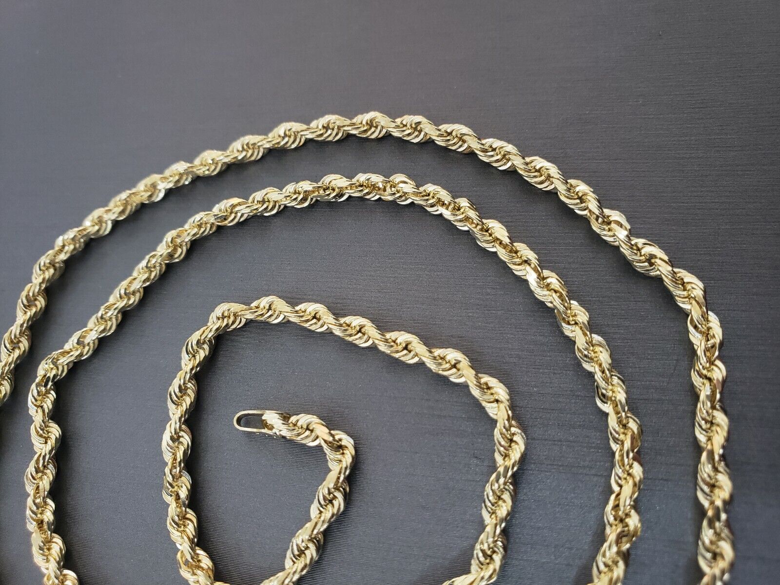 14k Gold Rope Chain Necklace 18" - 26 Inches 3mm Diamond Cuts Men Women Real SOLID - GoldenlinQ