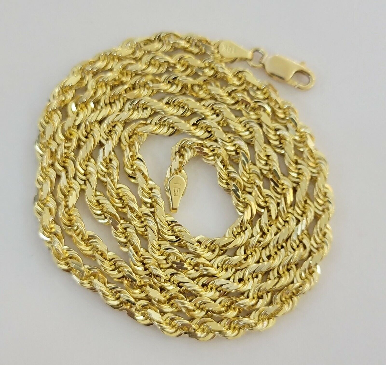 14k Gold Rope Chain Necklace 18" - 26 Inches 3mm Diamond Cuts Men Women Real SOLID - GoldenlinQ