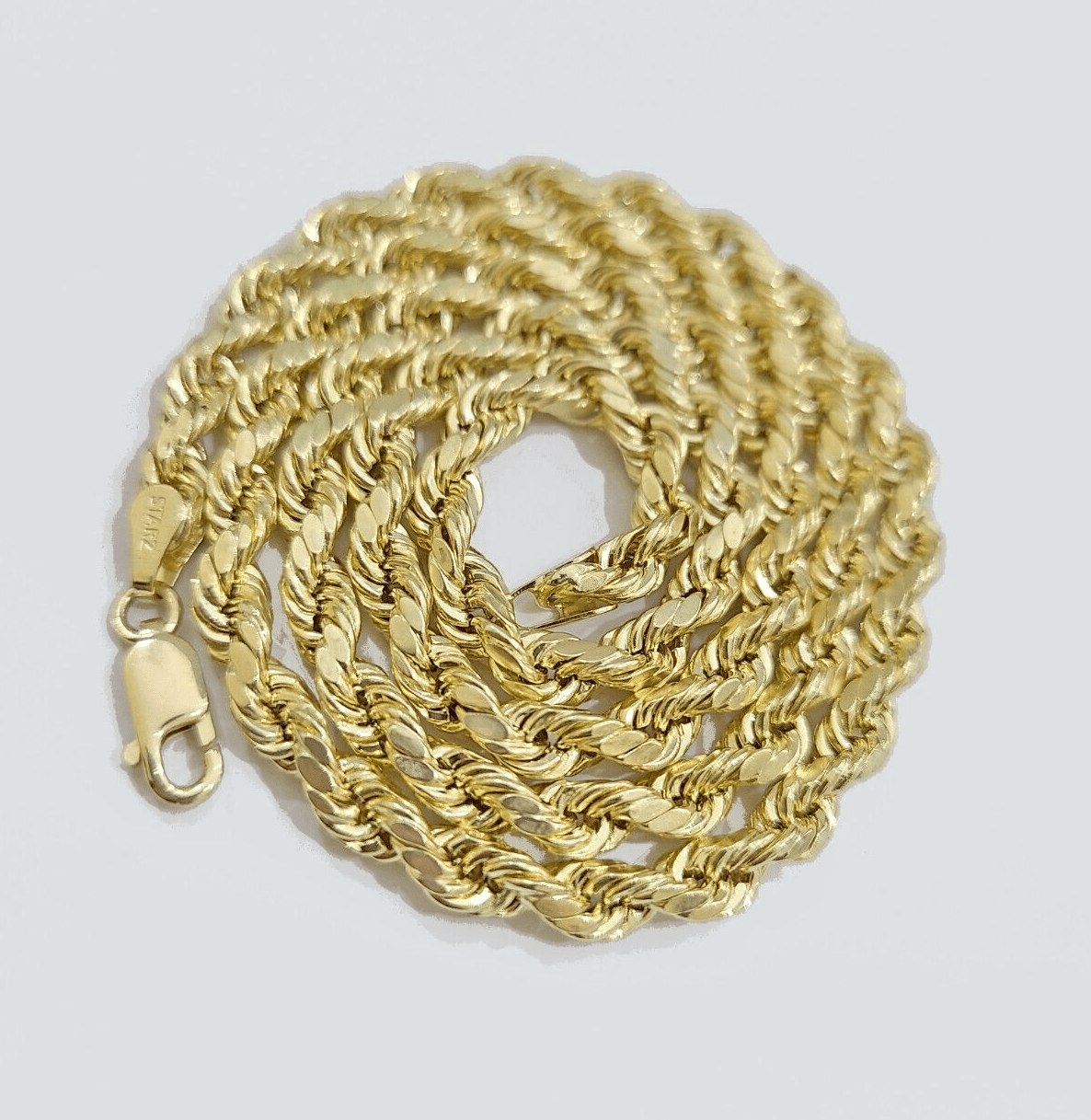 14k Gold Rope Chain Necklace 5mm 18 - 26 Inch Diamond Cut Men Women REAL 14KT GOLD - GoldenlinQ