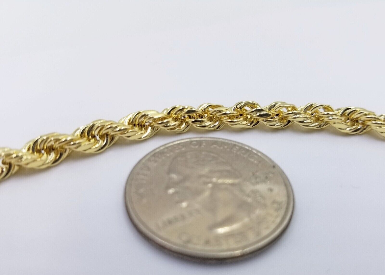 14k Gold Rope Chain & Nugget Texas map Charm pendant & 20 Inch Necklace Set Mens - GoldenlinQ