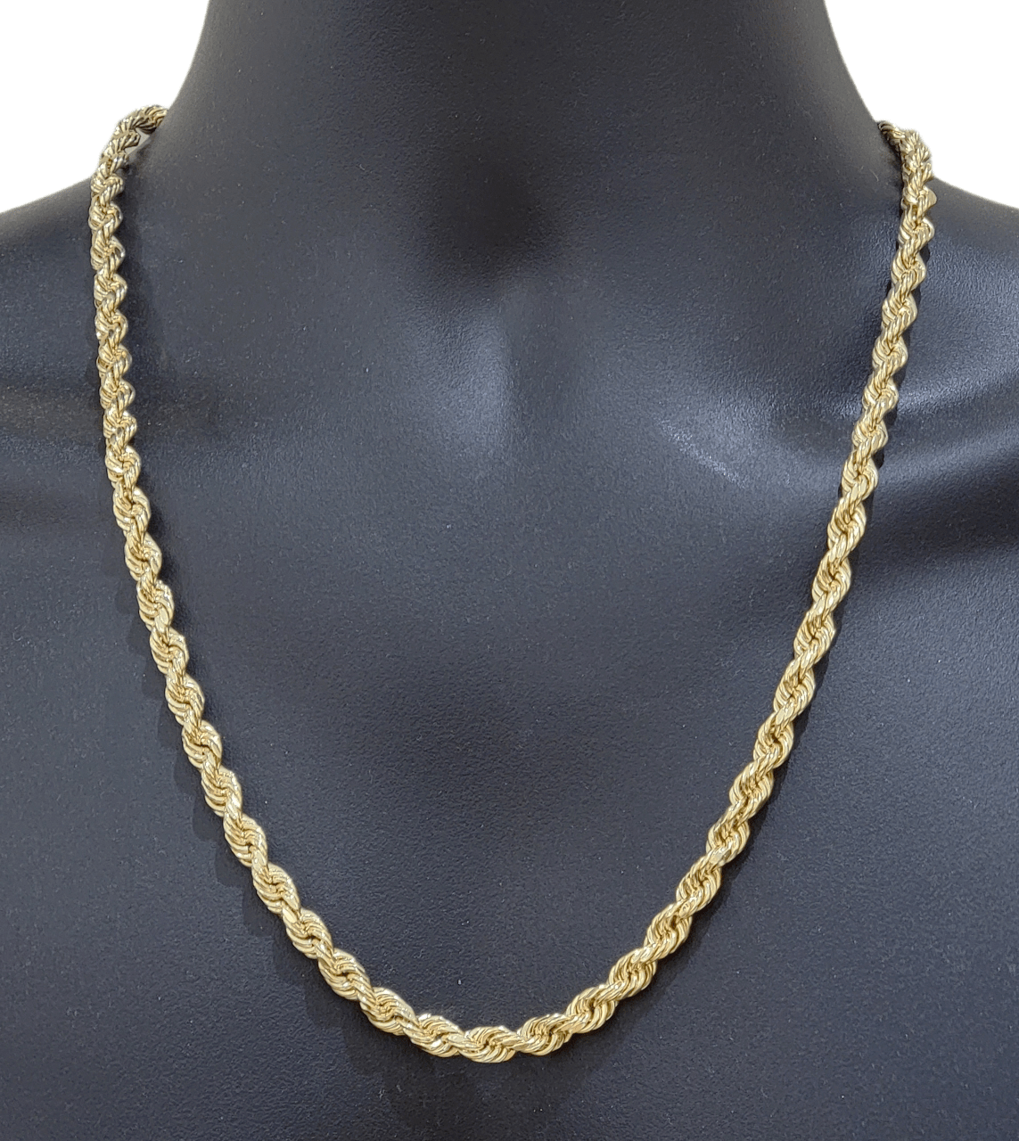 14k Gold Rope Chain & Nugget Texas map Charm pendant & 26 Inch Necklace Set Mens - GoldenlinQ