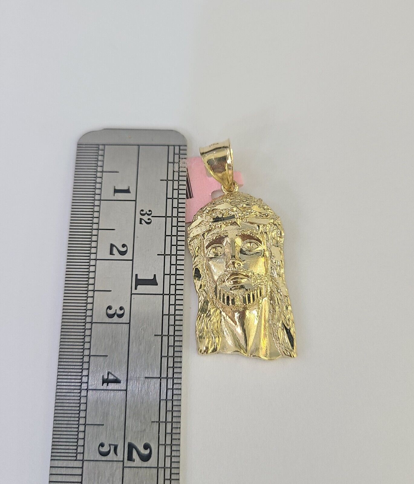 14k Jesus Head Pendant Charm Yellow Gold Men Women 1.75" 1.5" 1.25" 1" Real - GoldenlinQ