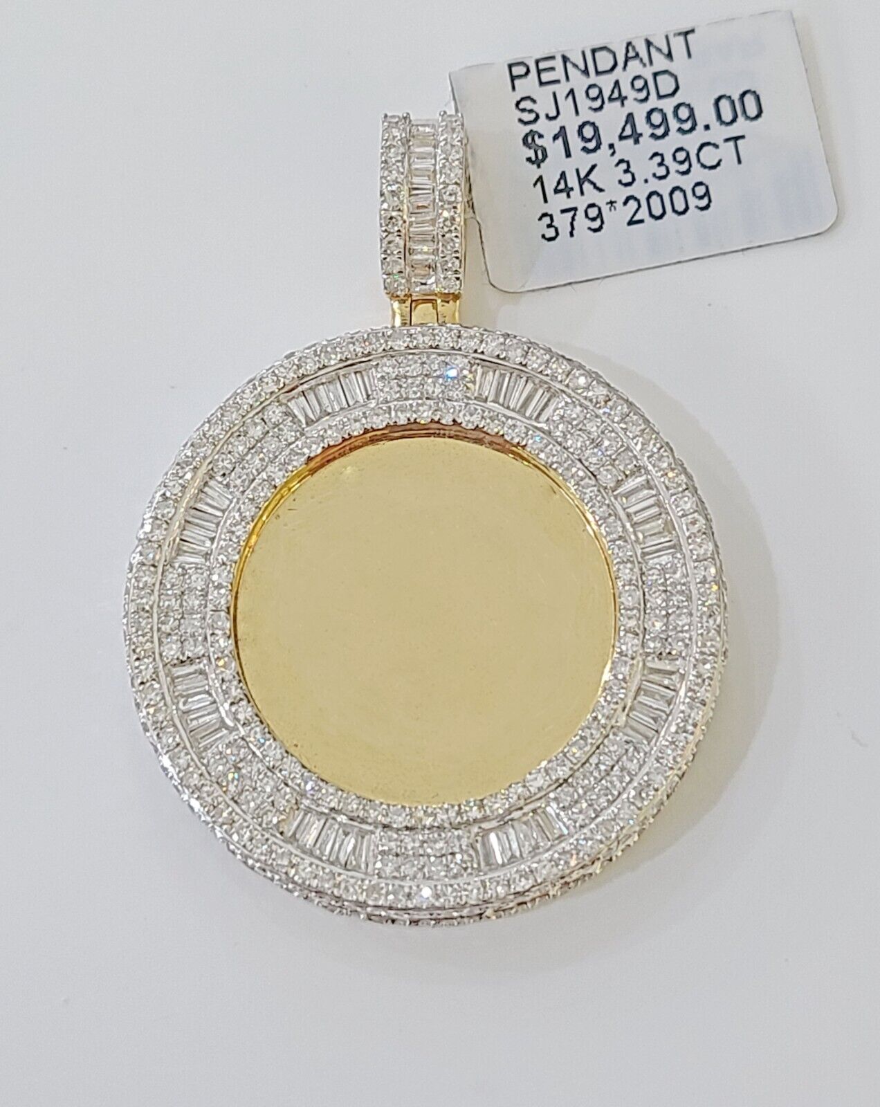 14k Real Yellow Gold And Diamond Circular Charm / Pendant 3.39CT - GoldenlinQ