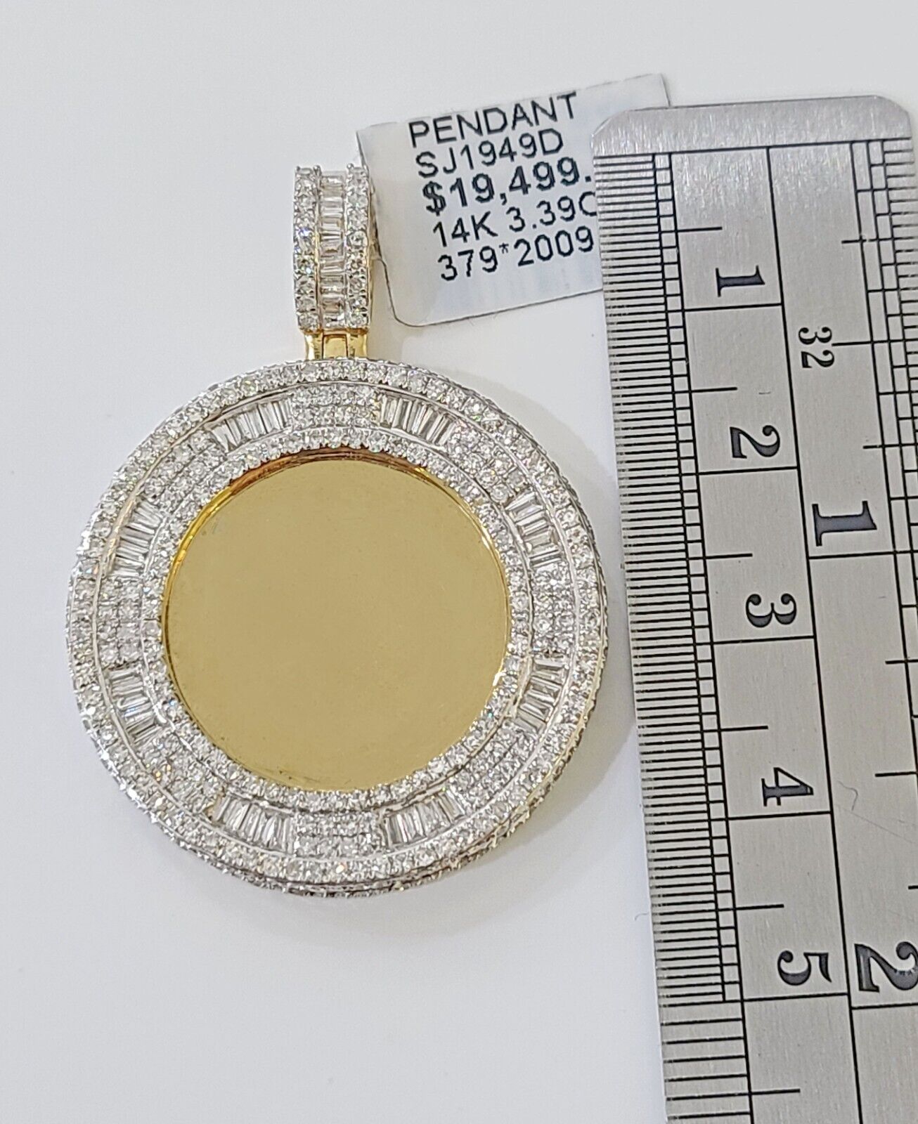 14k Real Yellow Gold And Diamond Circular Charm / Pendant 3.39CT - GoldenlinQ
