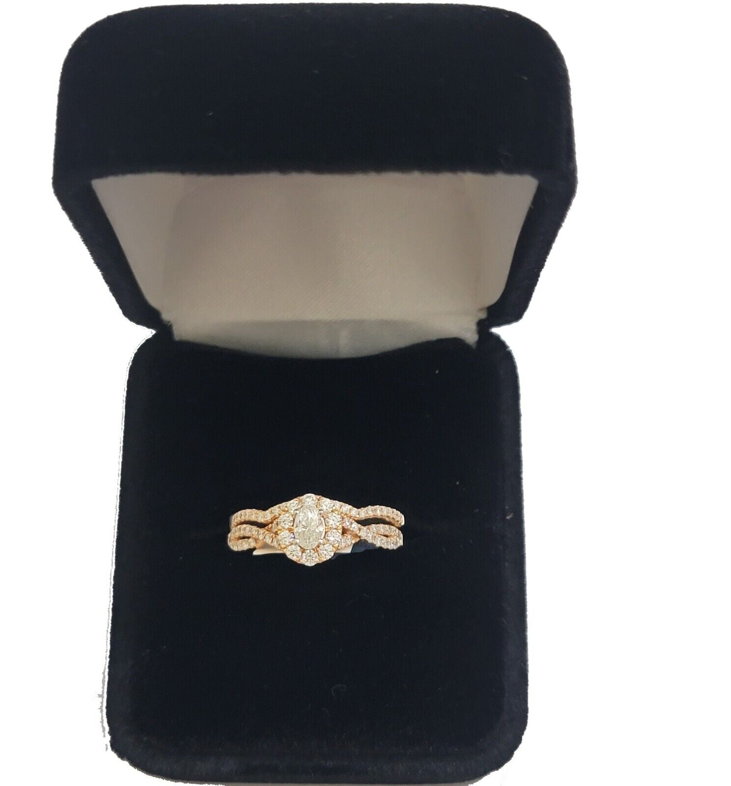 14k Rose Gold Diamond Ring Band Set Ladies Wedding Engagement Anniversary ,Solid - GoldenlinQ