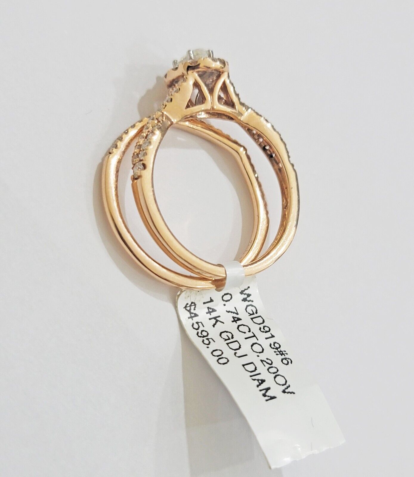 14k Rose Gold Diamond Ring Band Set Ladies Wedding Engagement Solid REAL - GoldenlinQ