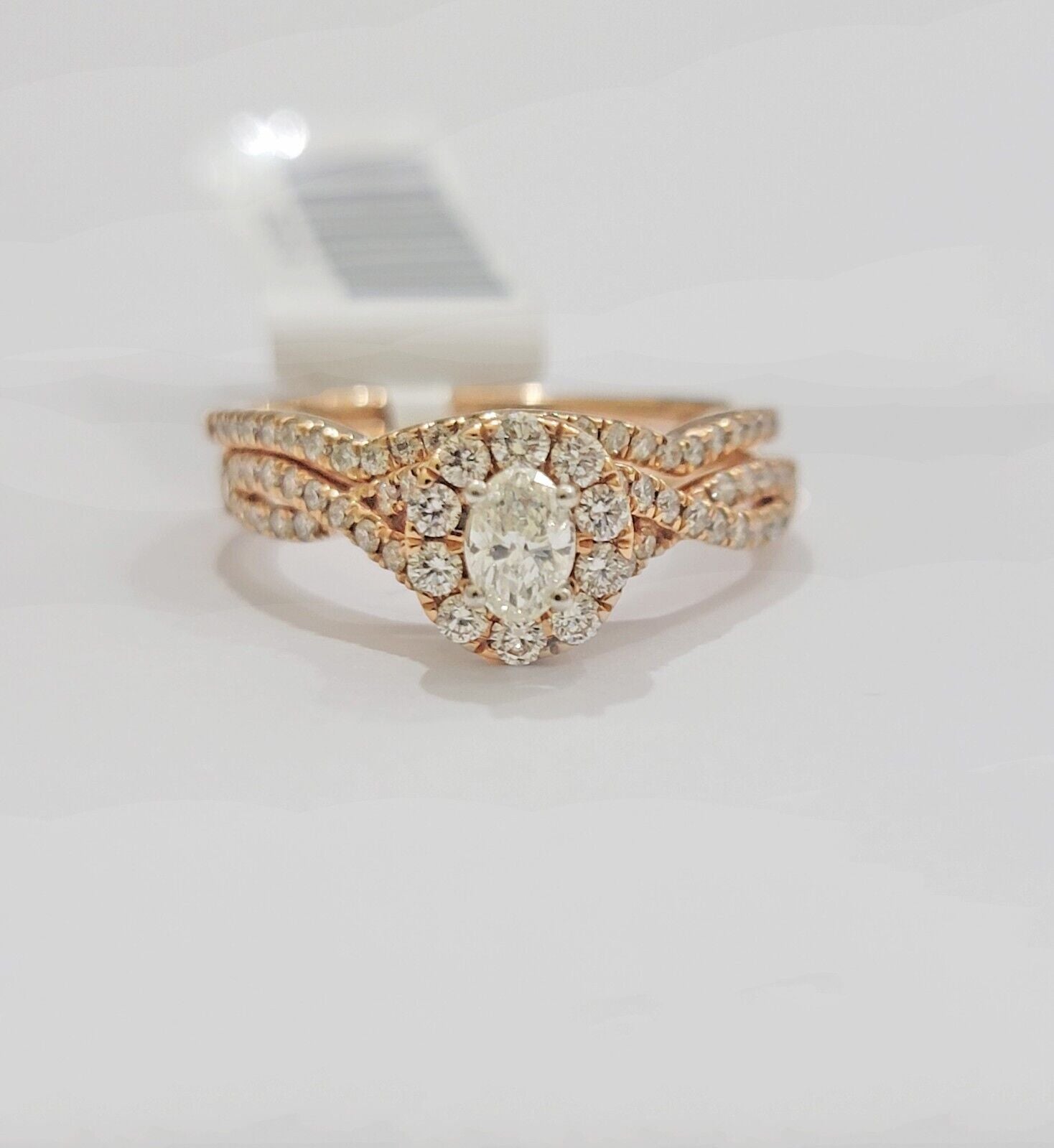 14k Rose Gold Diamond Ring Band Set Ladies Wedding Engagement Solid REAL - GoldenlinQ