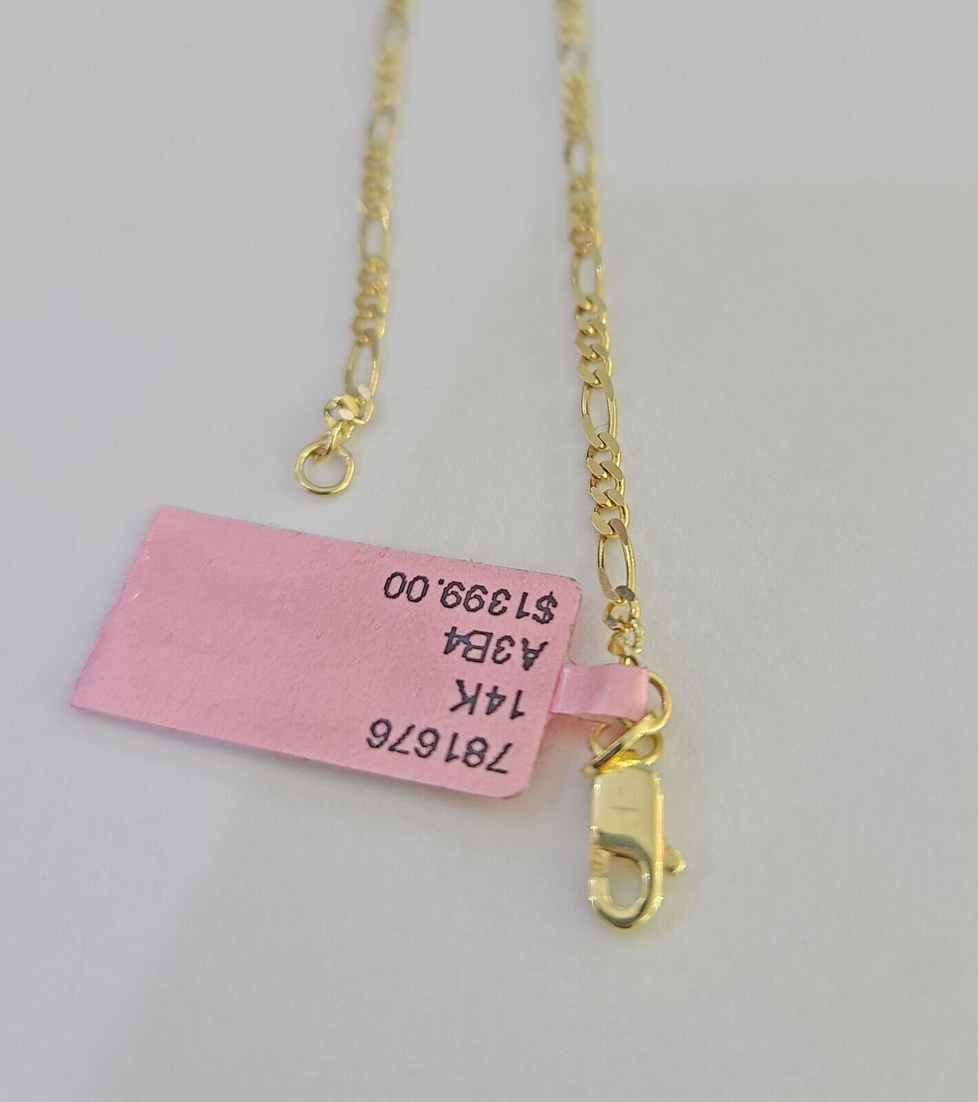 14k Solid Figaro Chain Necklace Yellow Gold 1mm Female 20" Real - GoldenlinQ