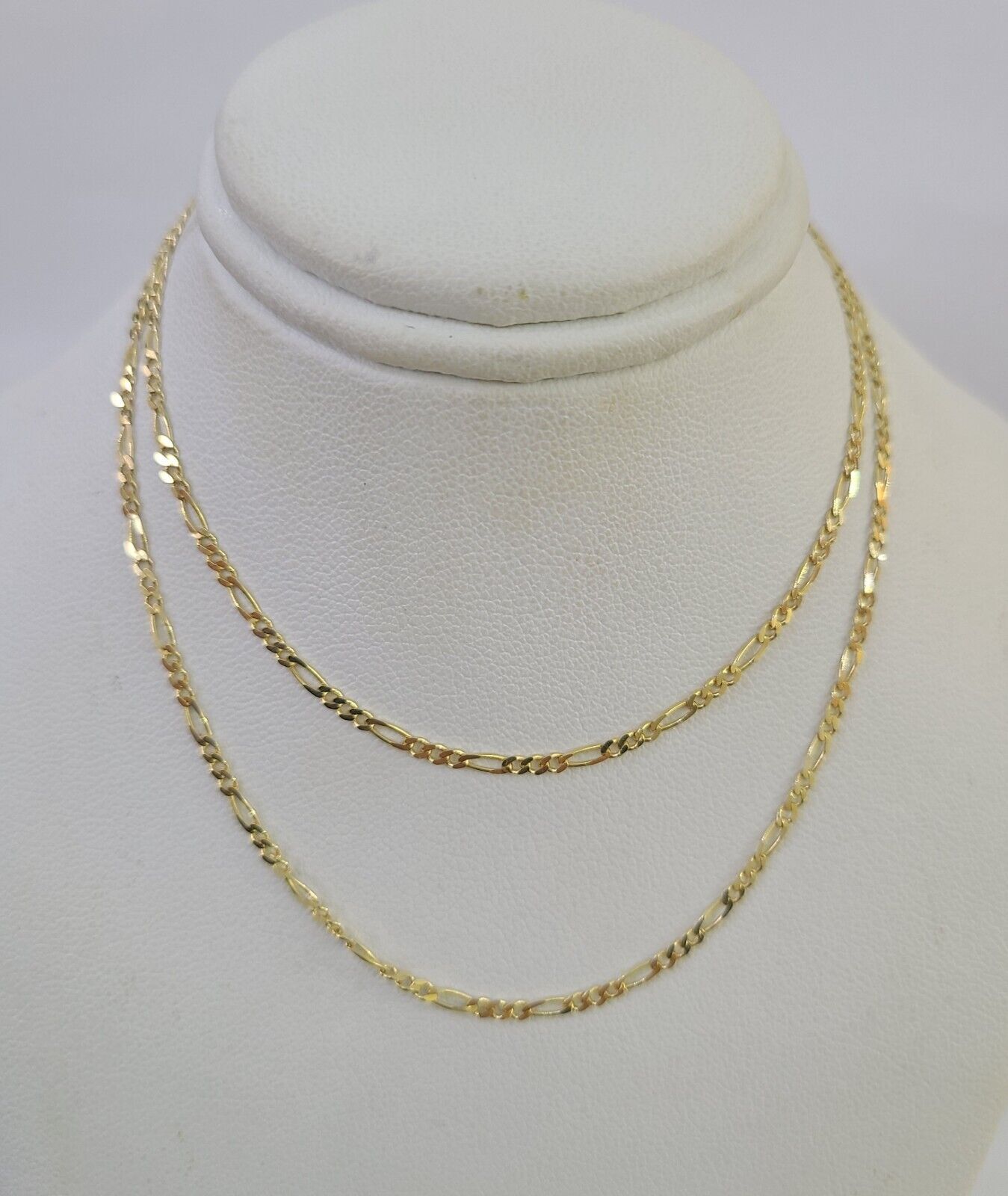 14k Solid Figaro Chain Necklace Yellow Gold 1mm Female 20" Real - GoldenlinQ