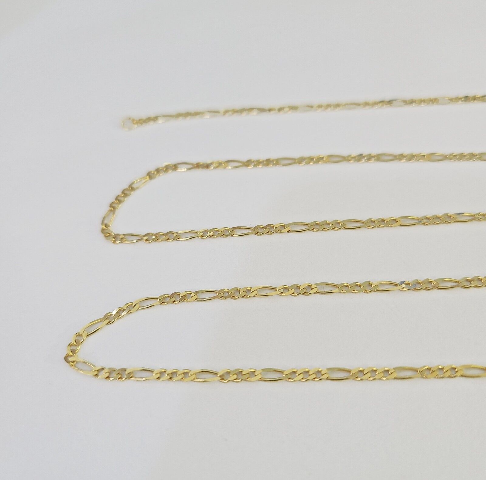 14k Solid Figaro Chain Necklace Yellow Gold 1mm Female 20" Real - GoldenlinQ