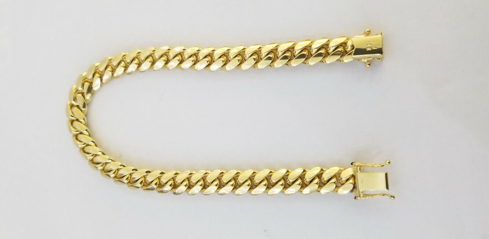 14K SOLID Gold Bracelet Miami Cuban Link Box Lock 9inch yellow gold men women - GoldenlinQ