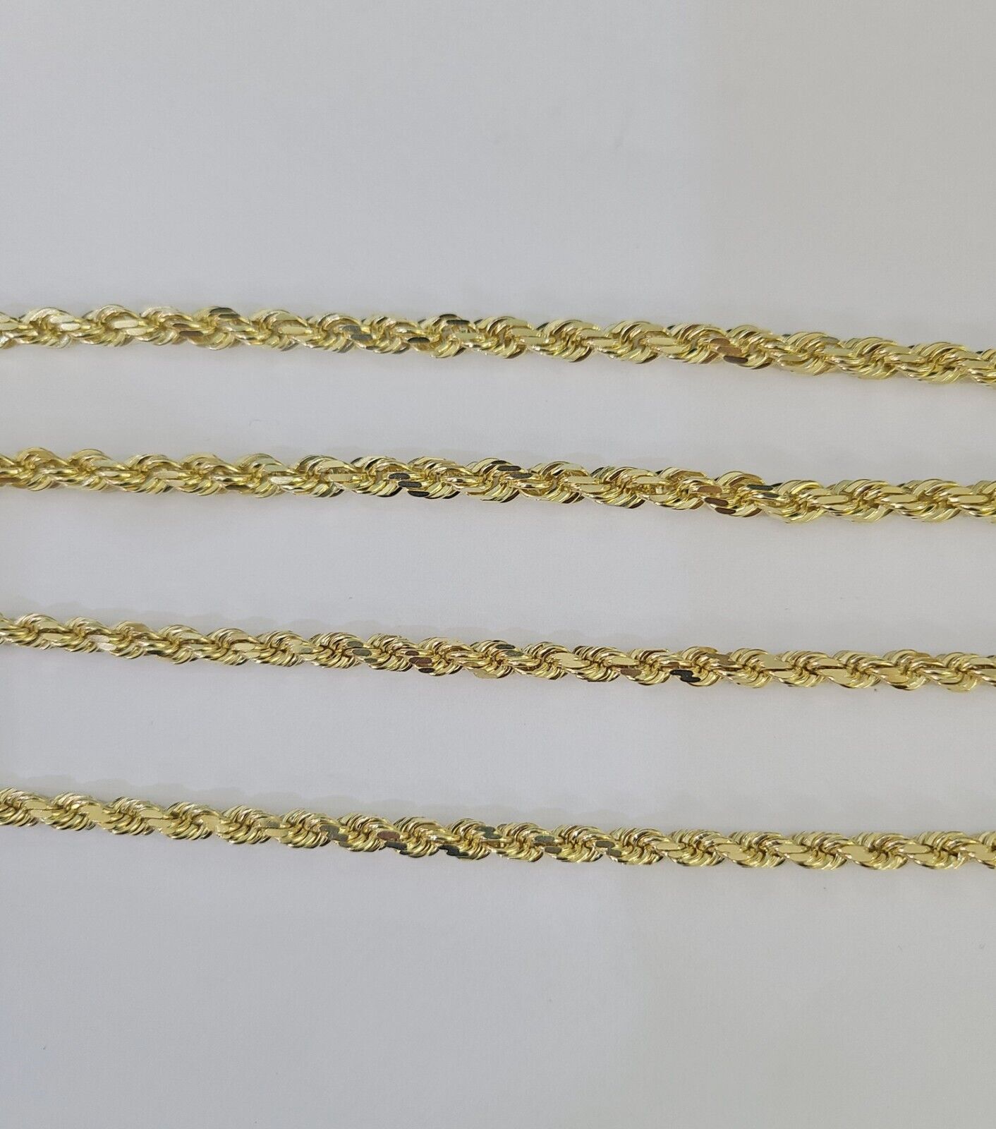 14k Solid Rope Chain Yellow Gold Necklace 4mm 5mm 18 - 26 Inches Real Men Women - GoldenlinQ