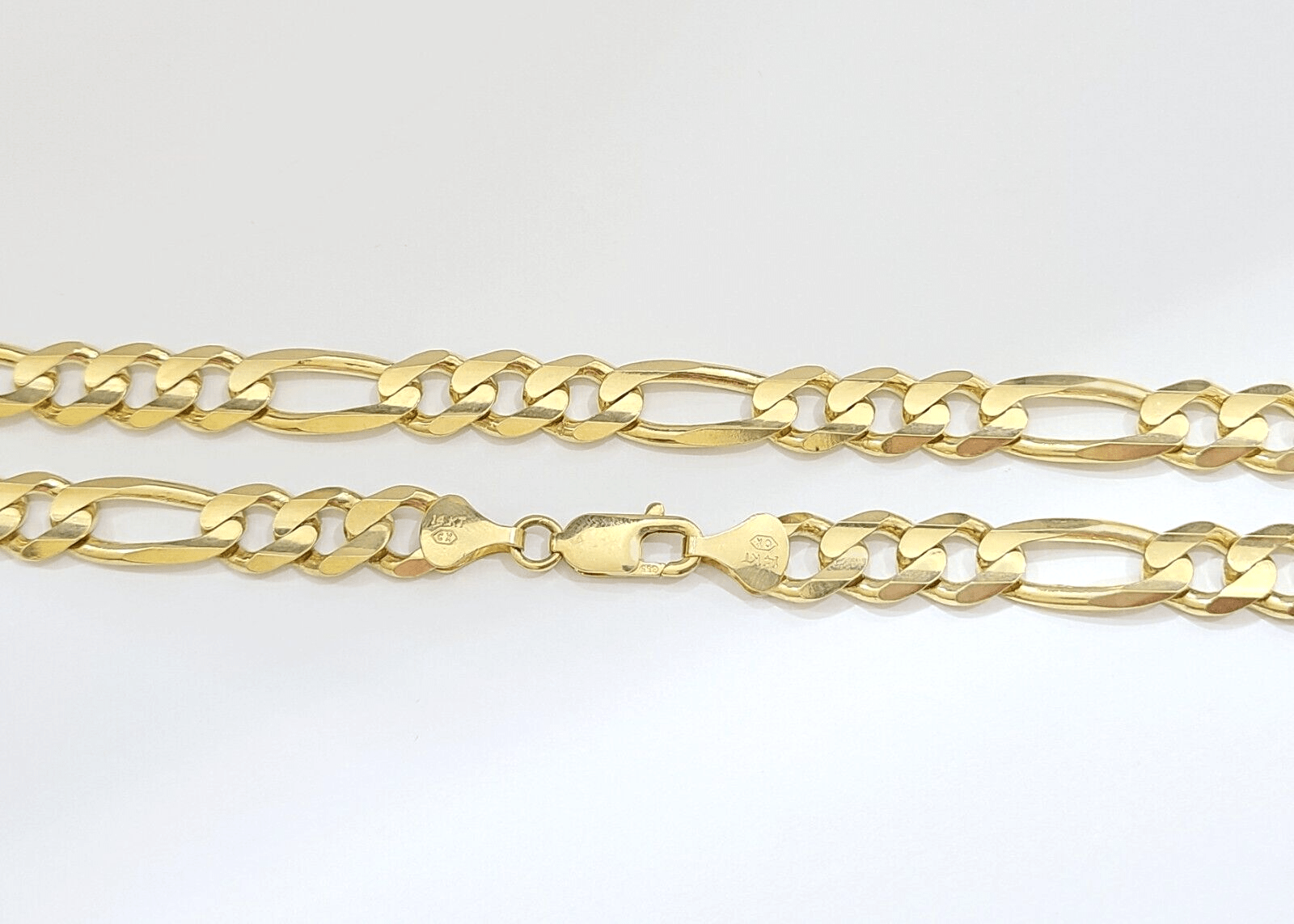 14k Solid Yellow Gold Figaro Chain 10mm 28'' inches Necklace Real 14kt - GoldenlinQ