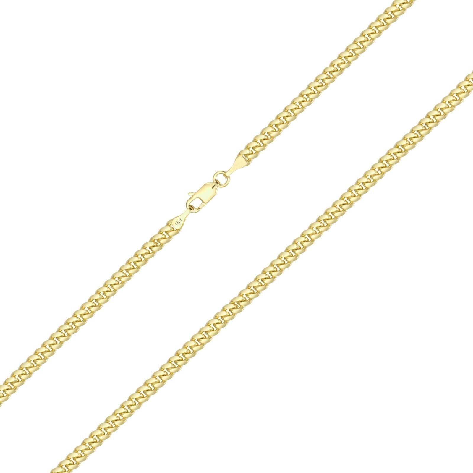 14k Solid Yellow Gold Miami Cuban Link Chain 5mm 18" Necklace 14kt Lobster Lock - GoldenlinQ