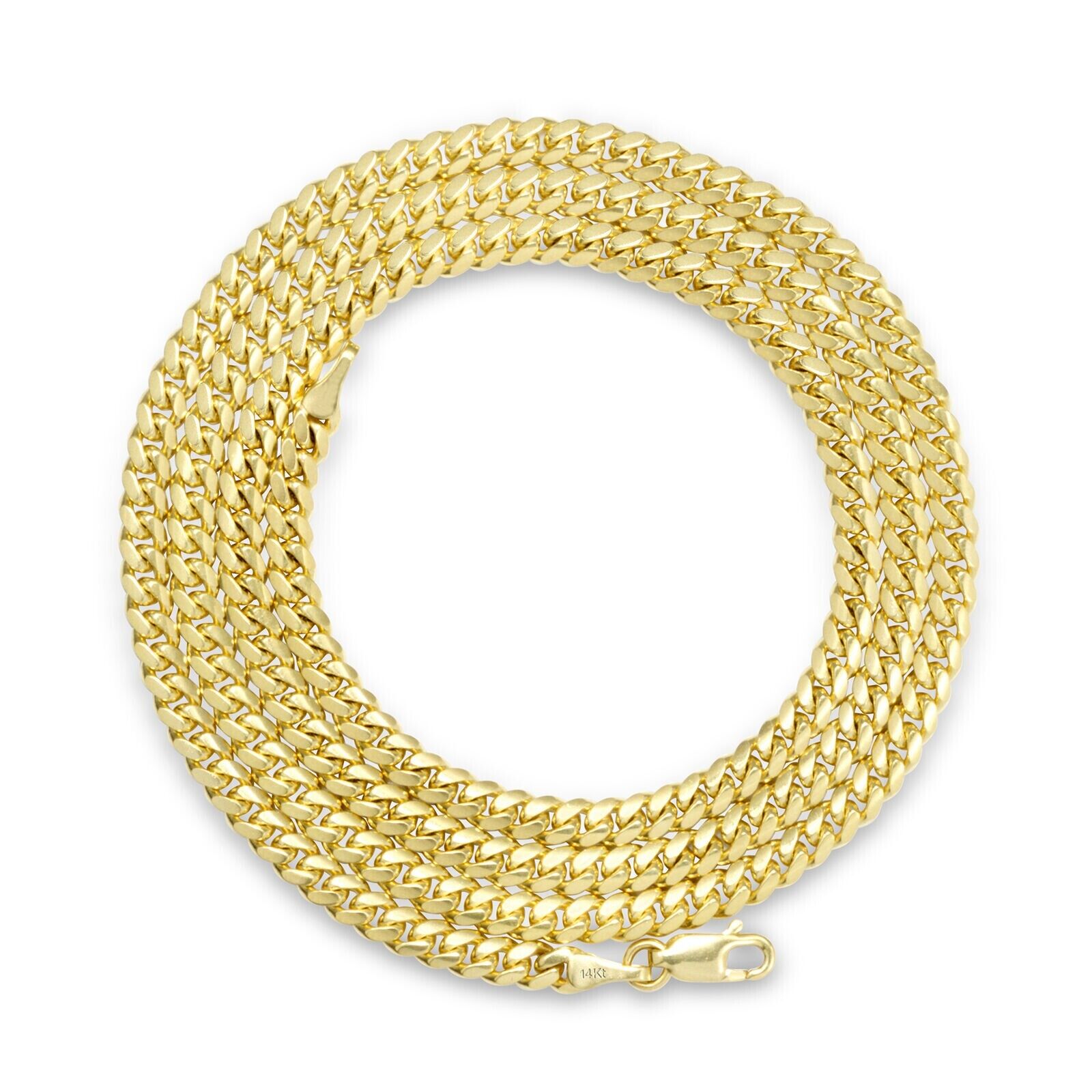 14k Solid Yellow Gold Miami Cuban Link Chain 5mm 22" Necklace 14kt Lobster Lock - GoldenlinQ