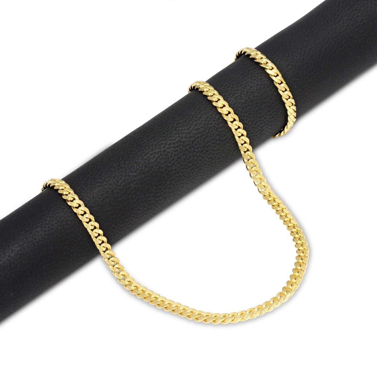 14k Solid Yellow Gold Miami Cuban Link Chain 5mm 24" Necklace 14kt Lobster Lock - GoldenlinQ